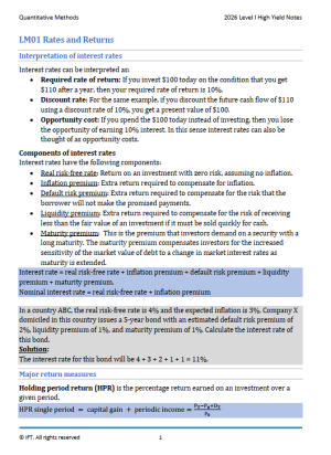 CFA 2026 Level 1 IFT High Yield Study Notes